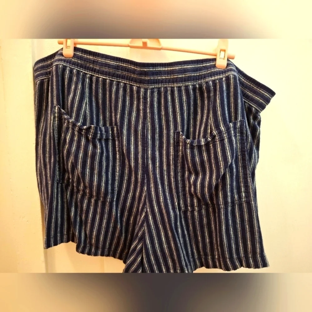 Navy Pinstripe Shorts